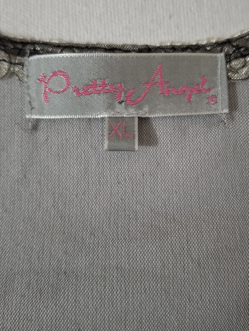 Pretty Angel Sheer Embroidered Mesh Tank Top XL Boho Lace Overlay Scalloped Hem - Picture 2 of 6